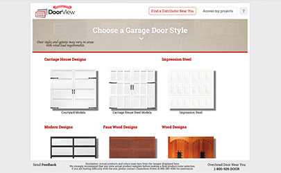 screenshot of custom garage door design software